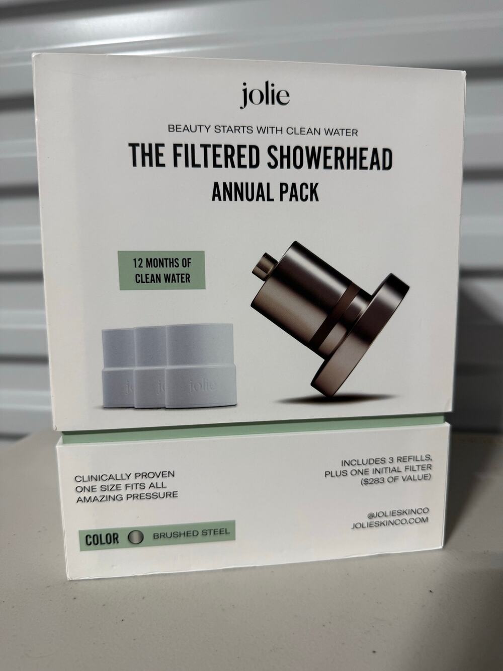 Jolie Filtered Showerhead Annual Pack Brushed Steel